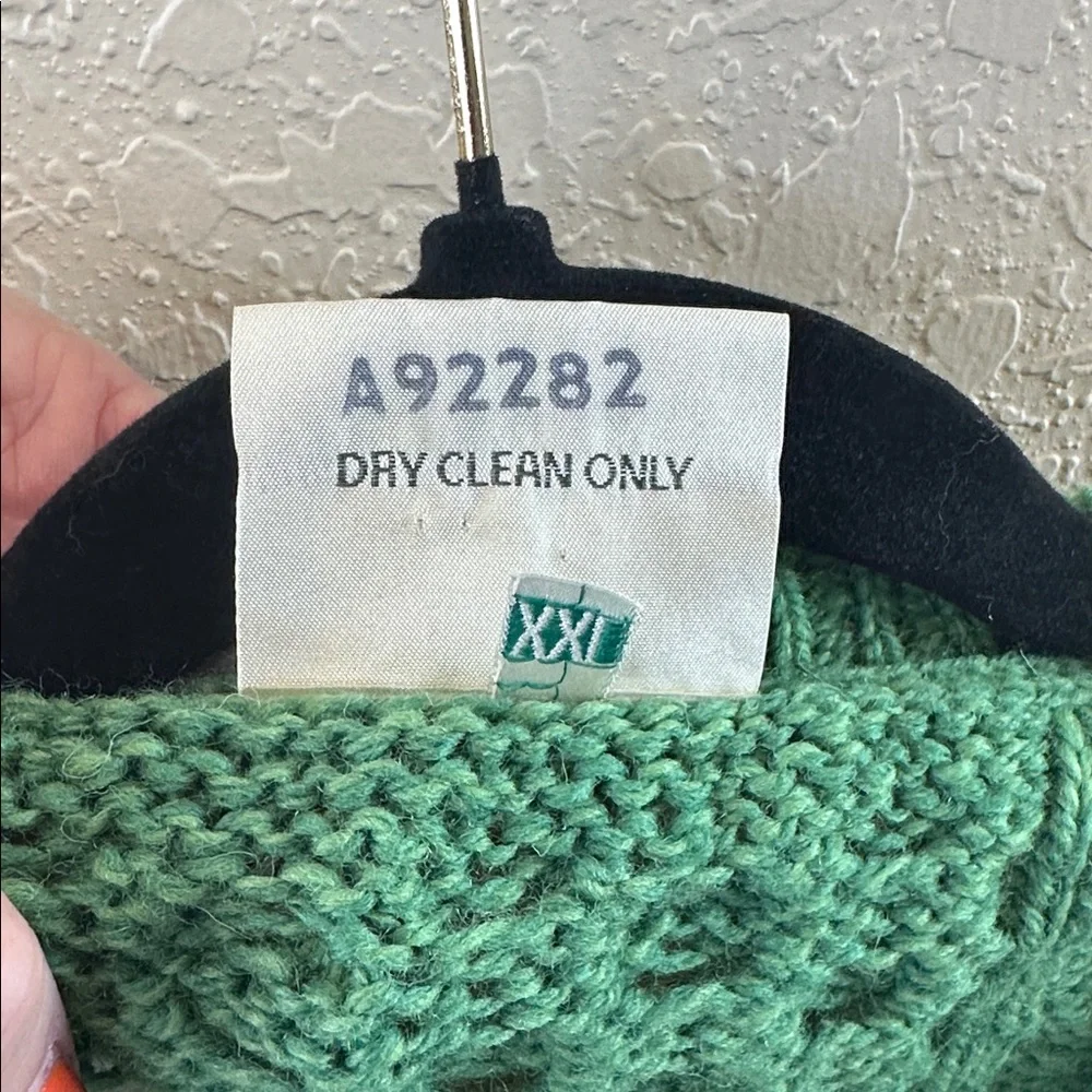 Irish Wool Cable Knit Green Cardigan Sweater - Picture 10 of 17